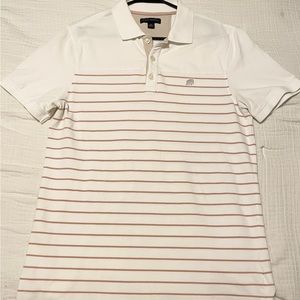 Banana Republic White & Pink Striped Polo